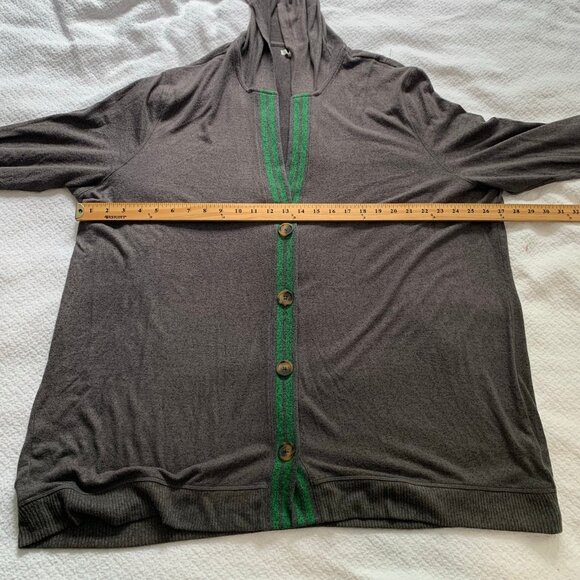 NEW Mauries dark gray green trim long lines button front cardigan sweater - Picture 7 of 8